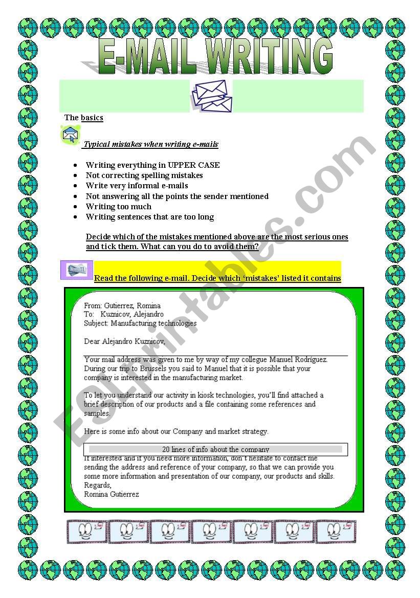 e-mail writing 3 pages worksheet