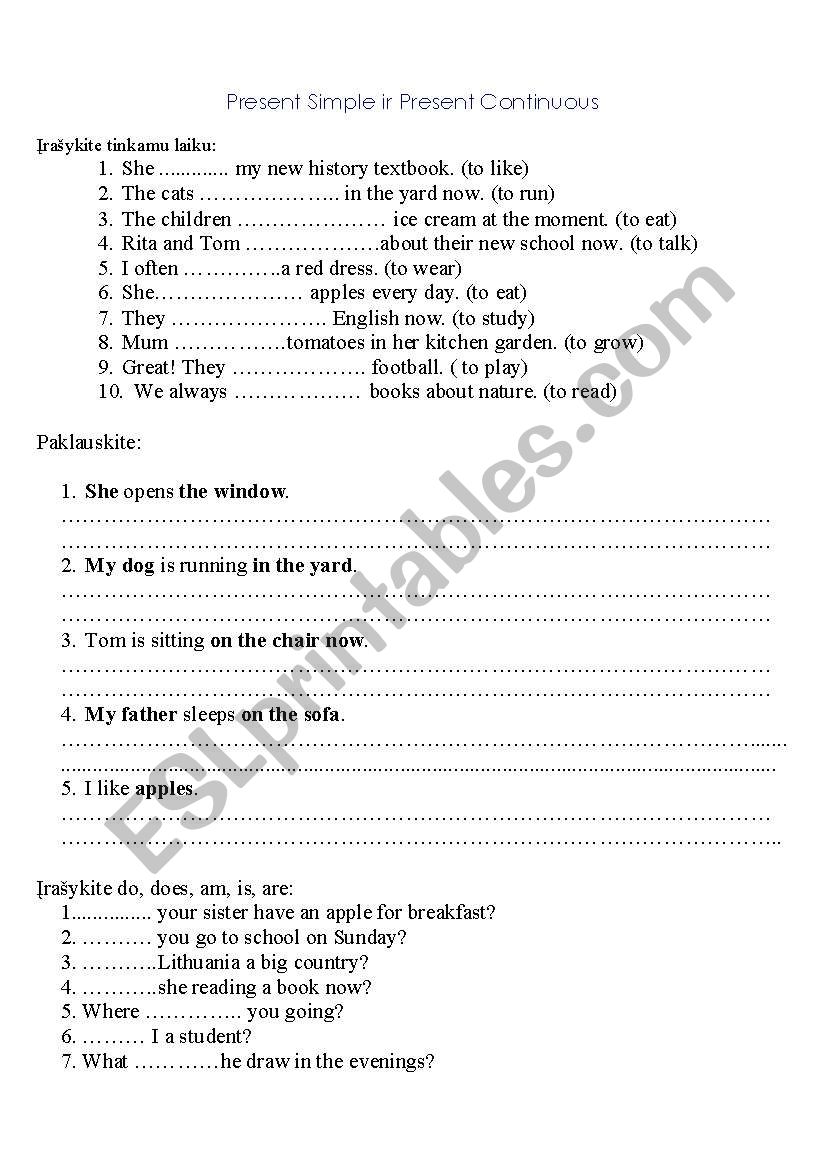 Tenses worksheet