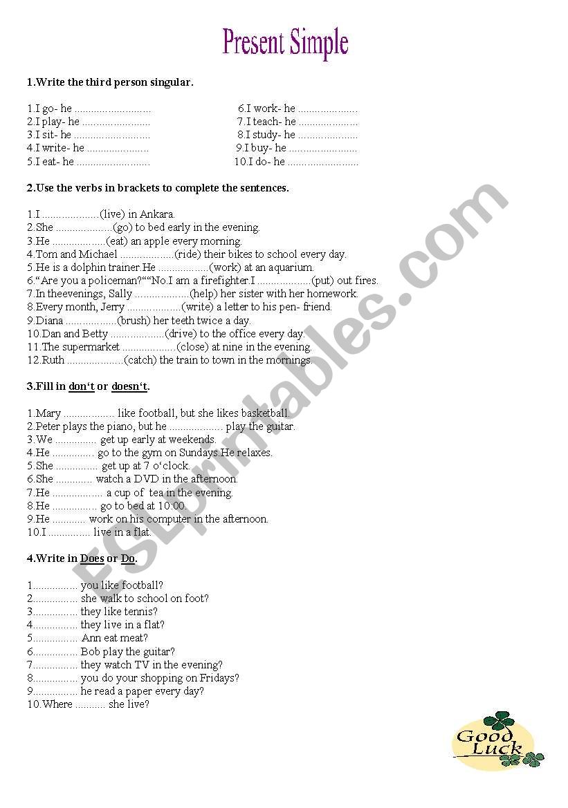 Present Simple worksheet