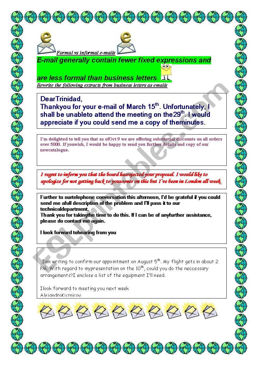 e- mail writing page 2 worksheet