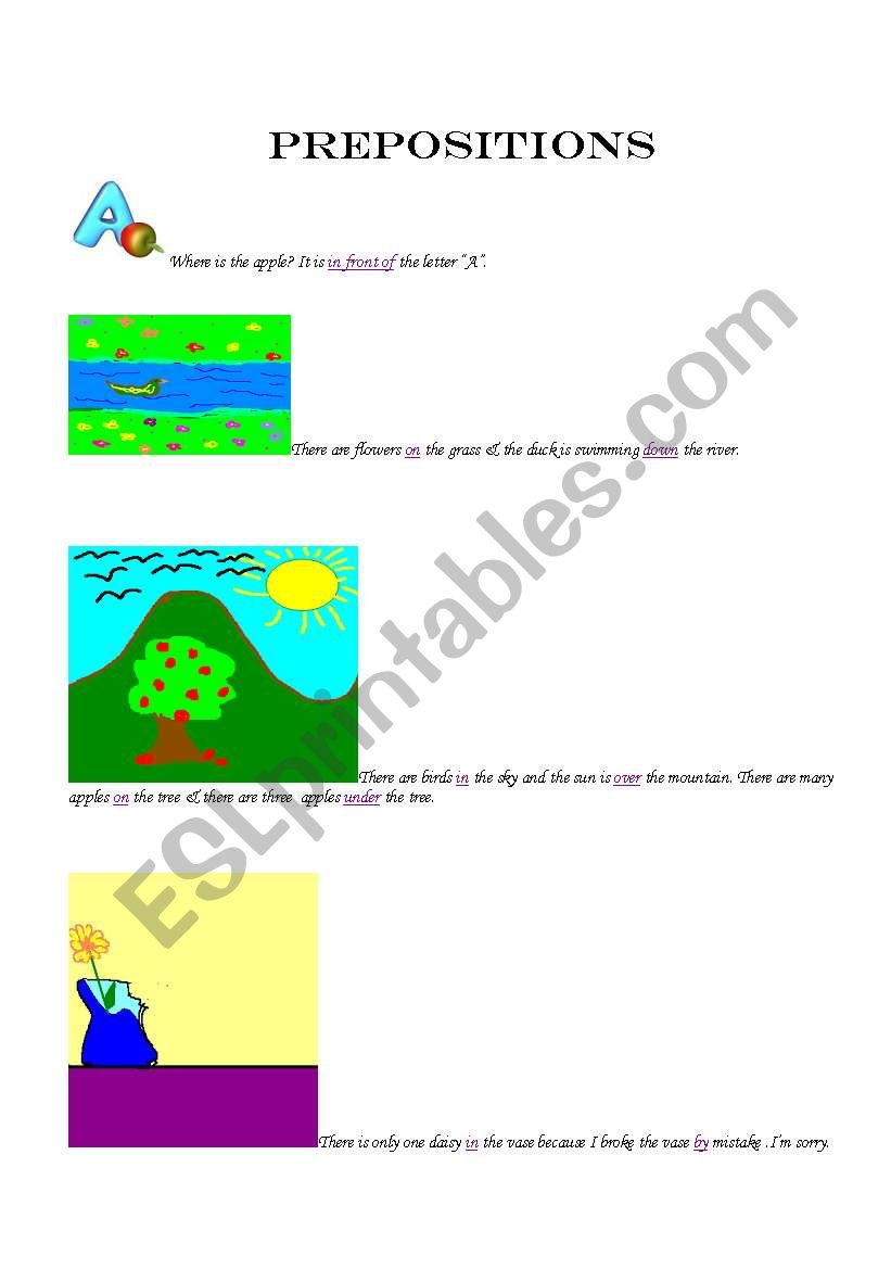 Prepositions  worksheet