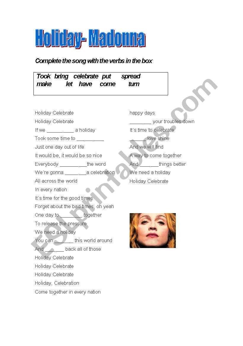 Holiday-Madonna worksheet
