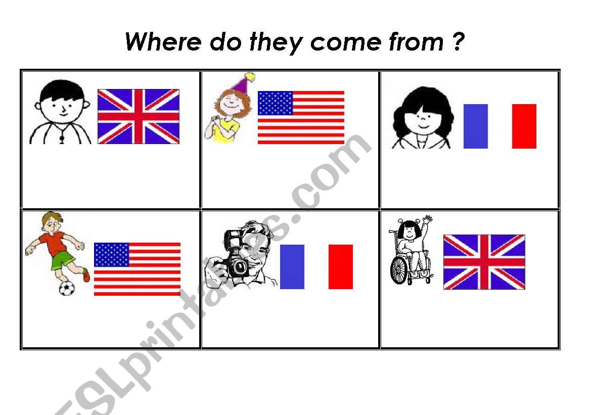 Where do they come from? worksheet