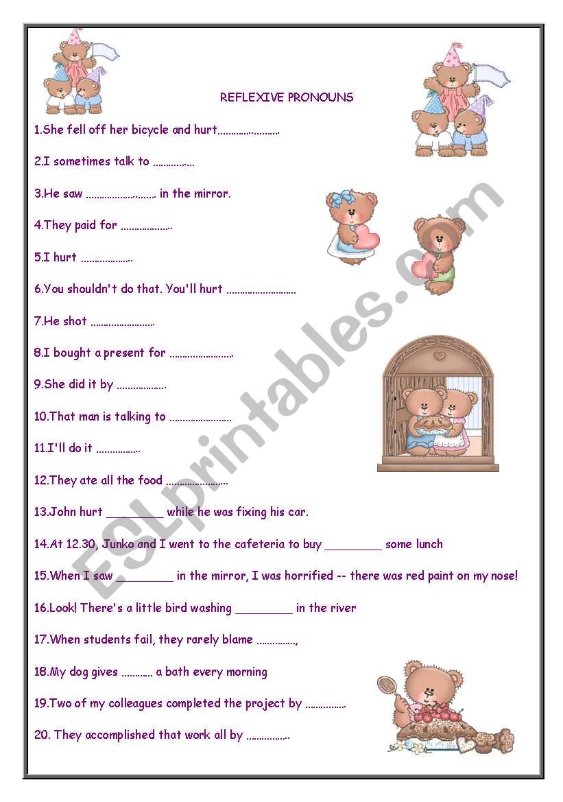 REFLEXIVE PRONOUNS EXERCISES worksheet