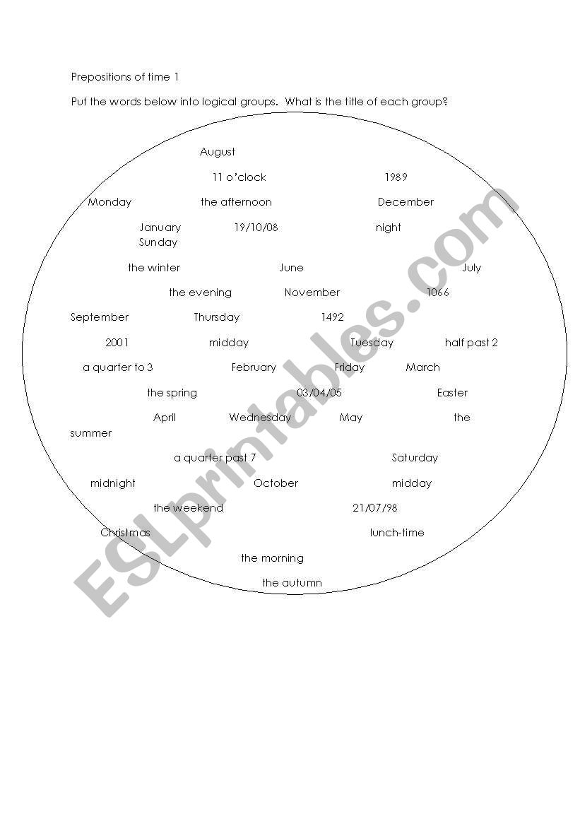 Prepositions of time introduction