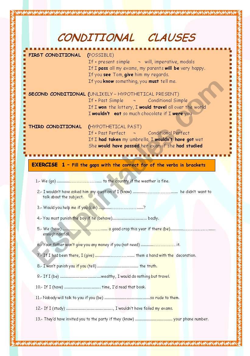 Conditionals worksheet