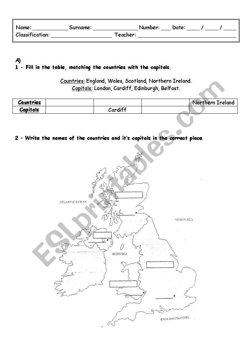 The UK worksheet