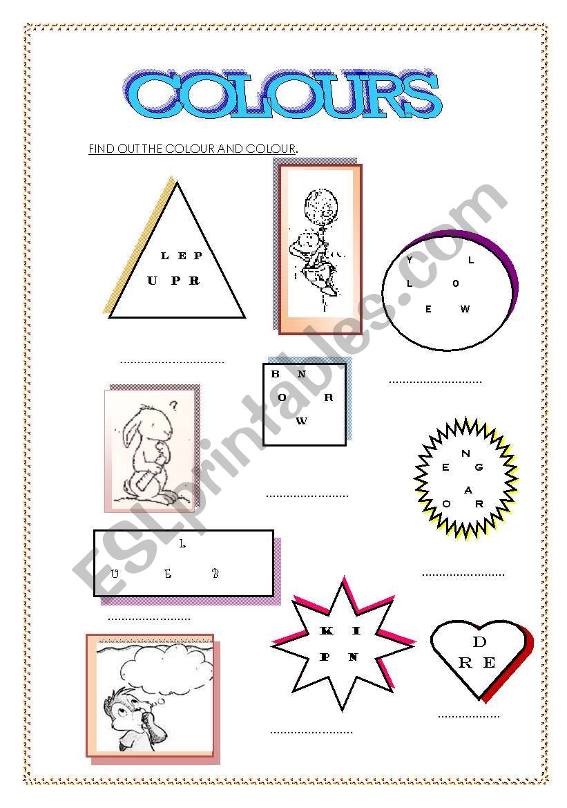 scrambled colours worksheet