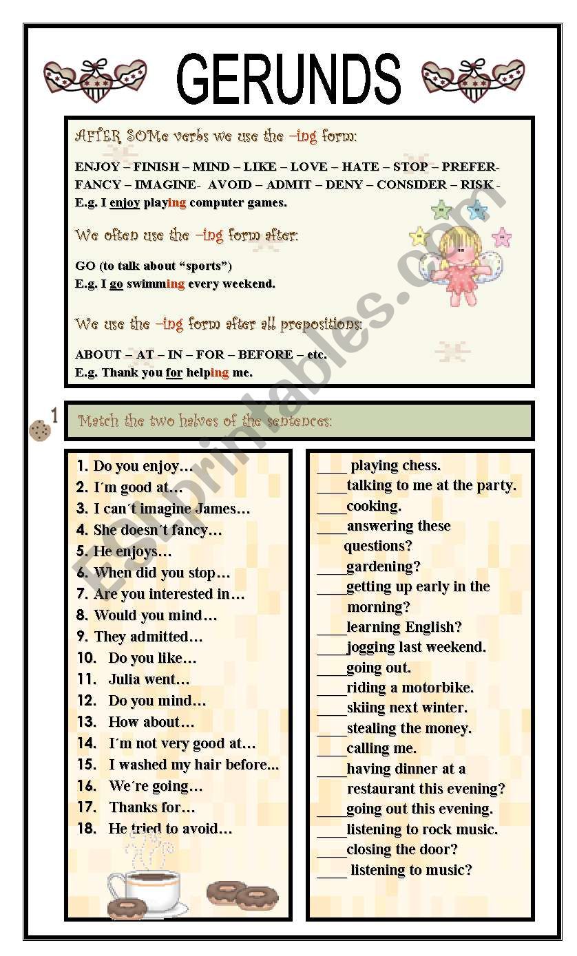 GERUNDS ESL Worksheet By Paola 