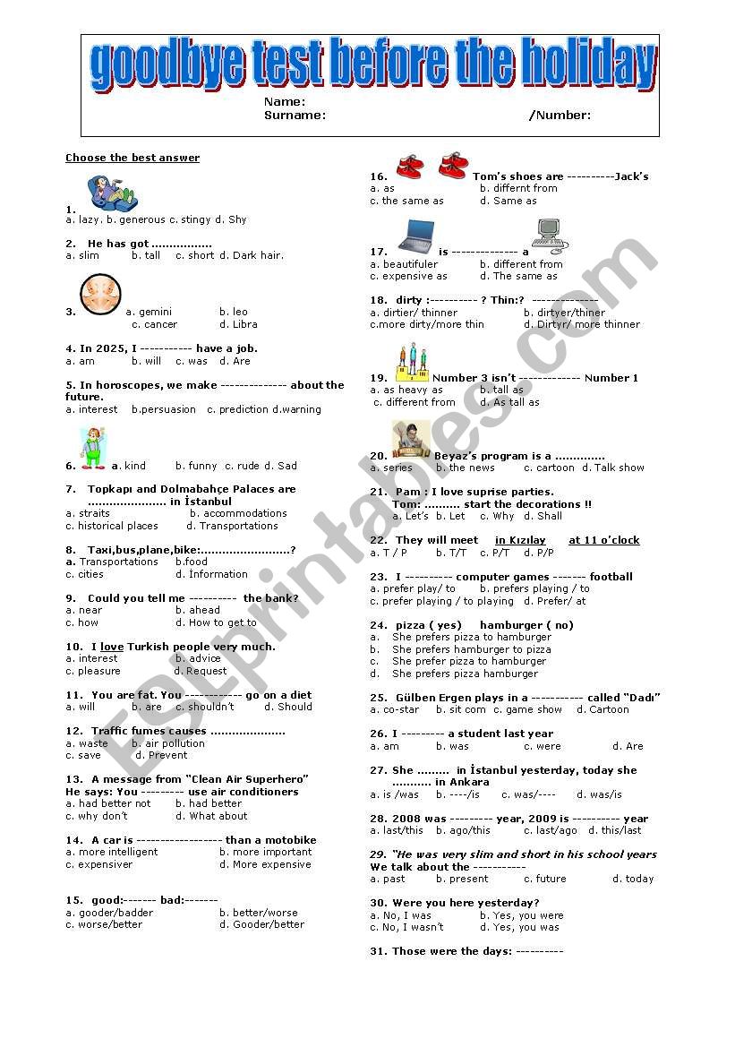 goodbye test for Turkish stds 7th year spot on