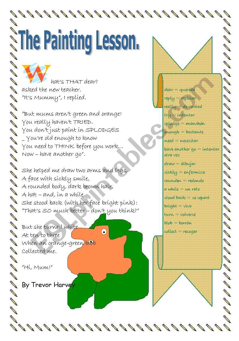 The painting lesson worksheet