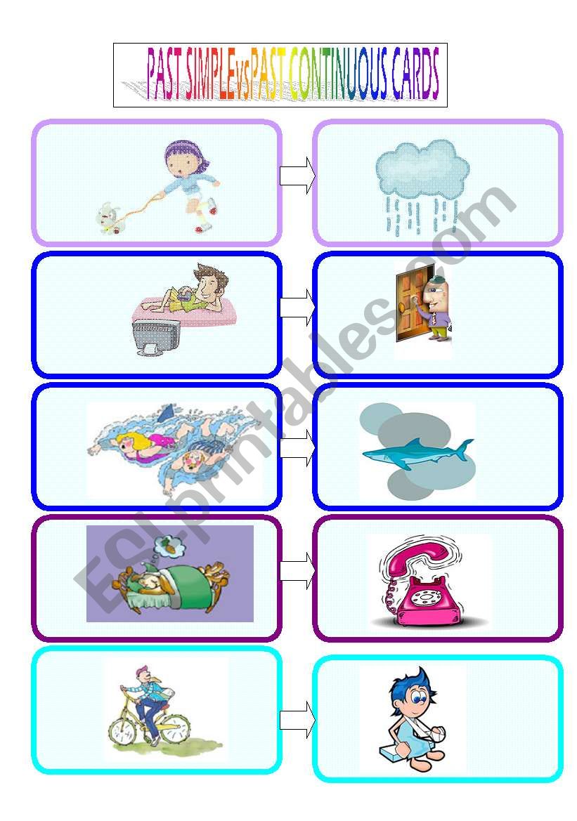 Past simple vs Past continuous cards