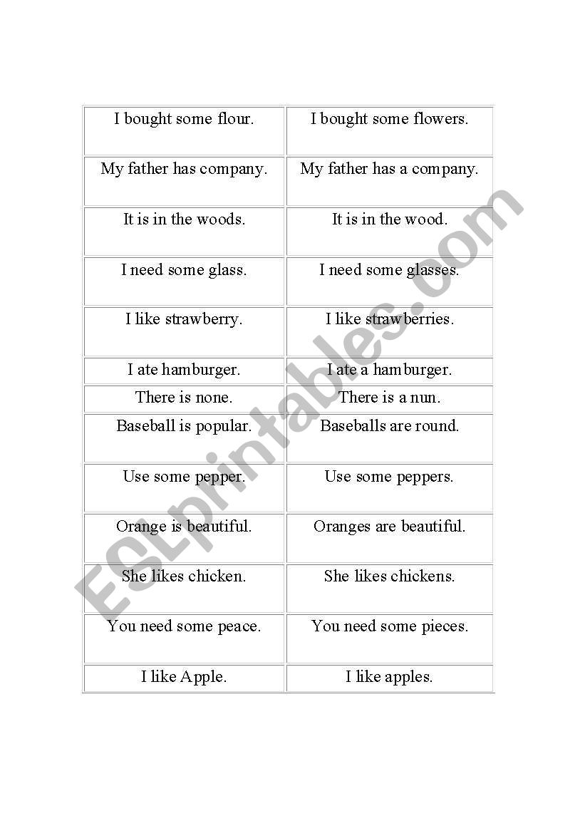 Count / Non-count Nouns worksheet