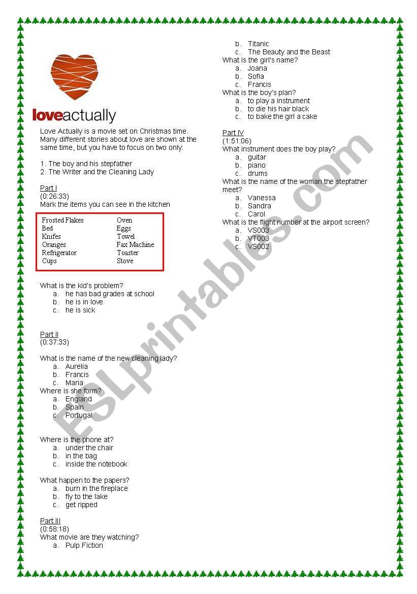 Love Actually worksheet