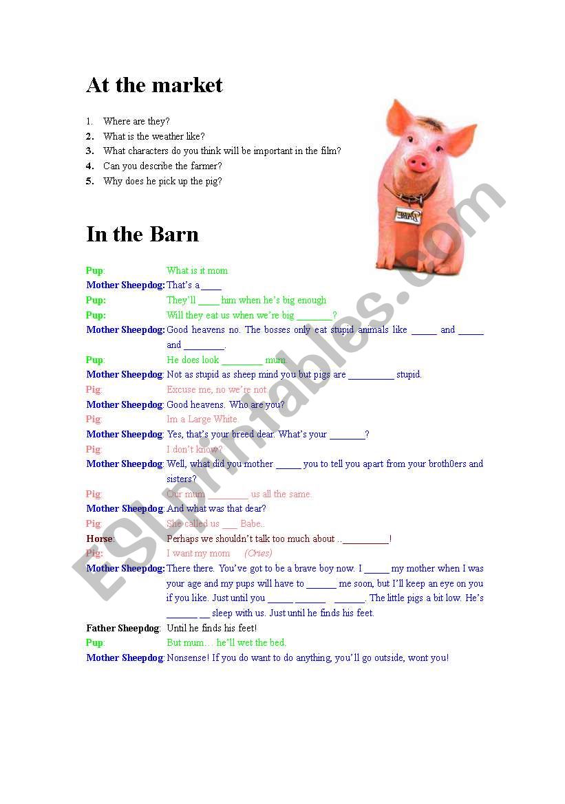 Babe - the movie worksheet