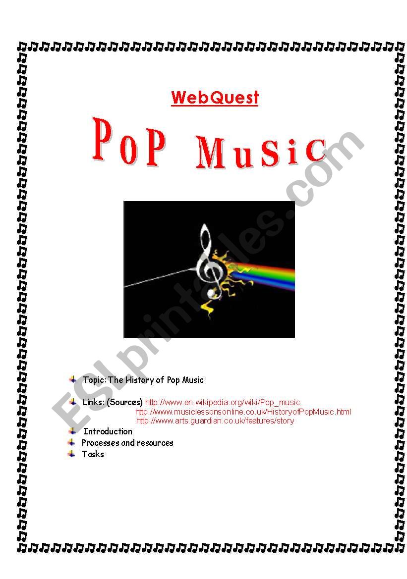 WEBQUEST:  THE HISTORY OF POP MUSIC