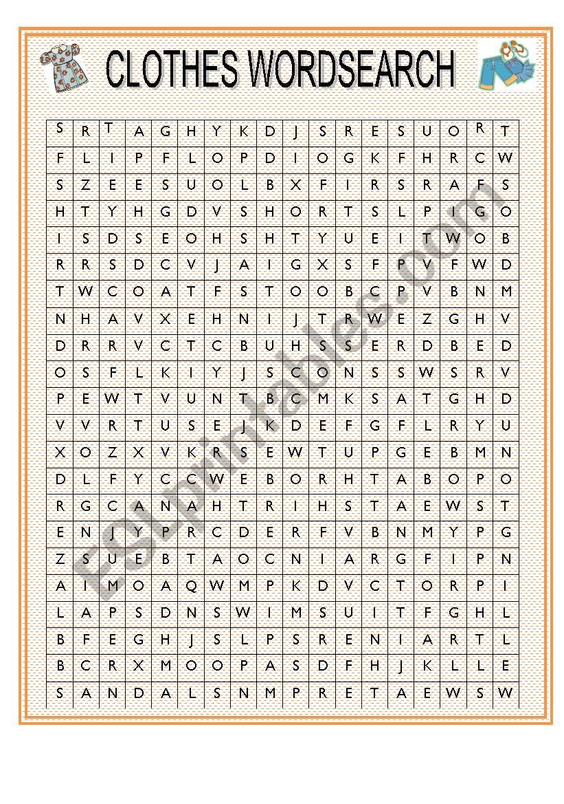 CLOTHES WORDSEARCH worksheet