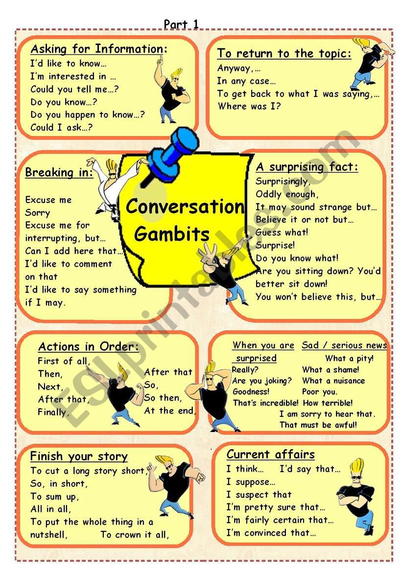 Conversation Gambits worksheet