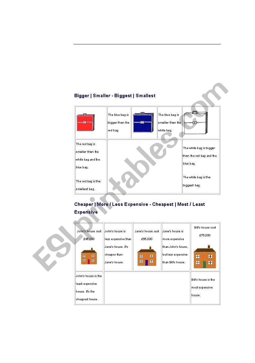 comparative and superlative worksheet