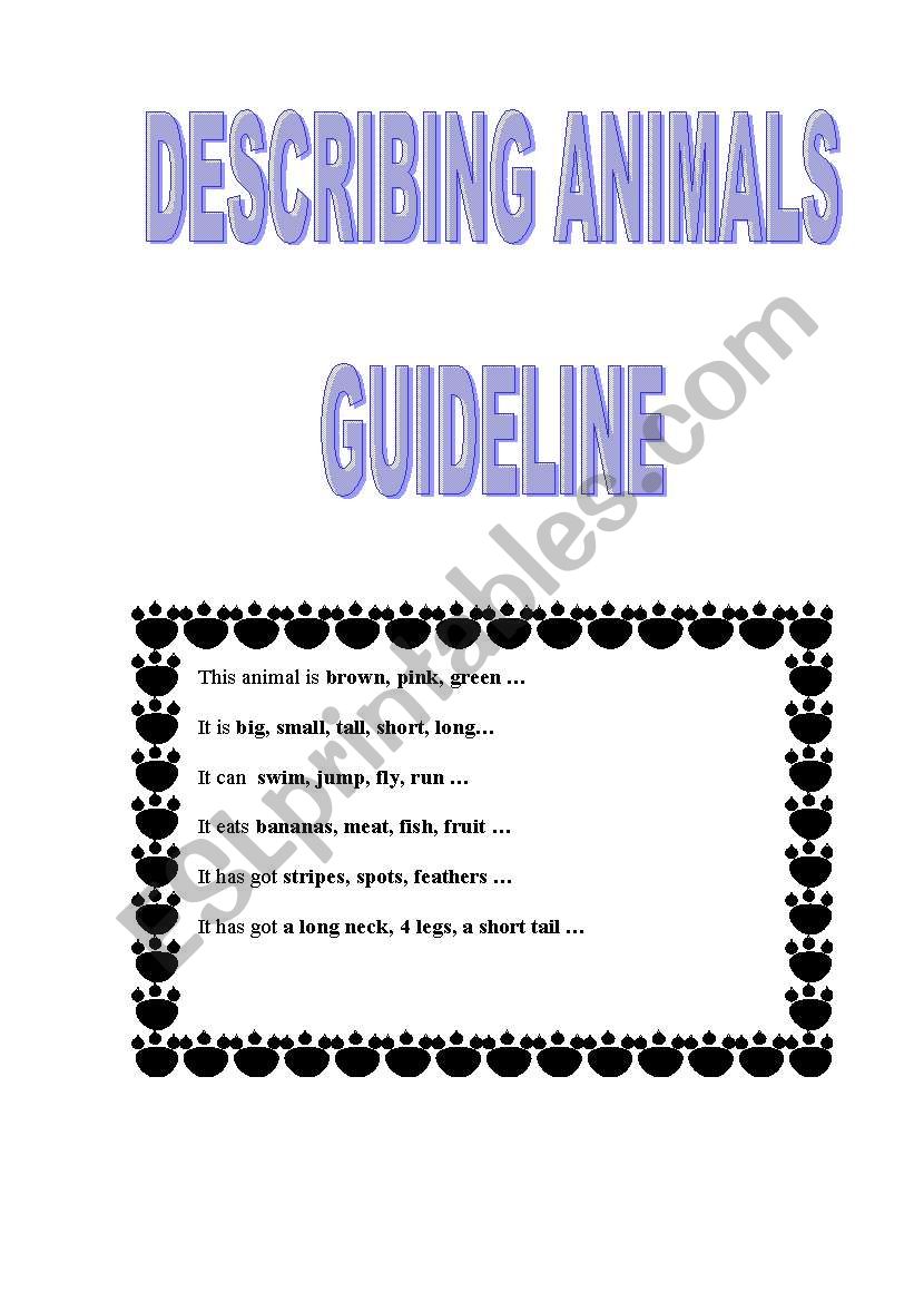 DESCRIBING ANIMALS - GUIDELINE