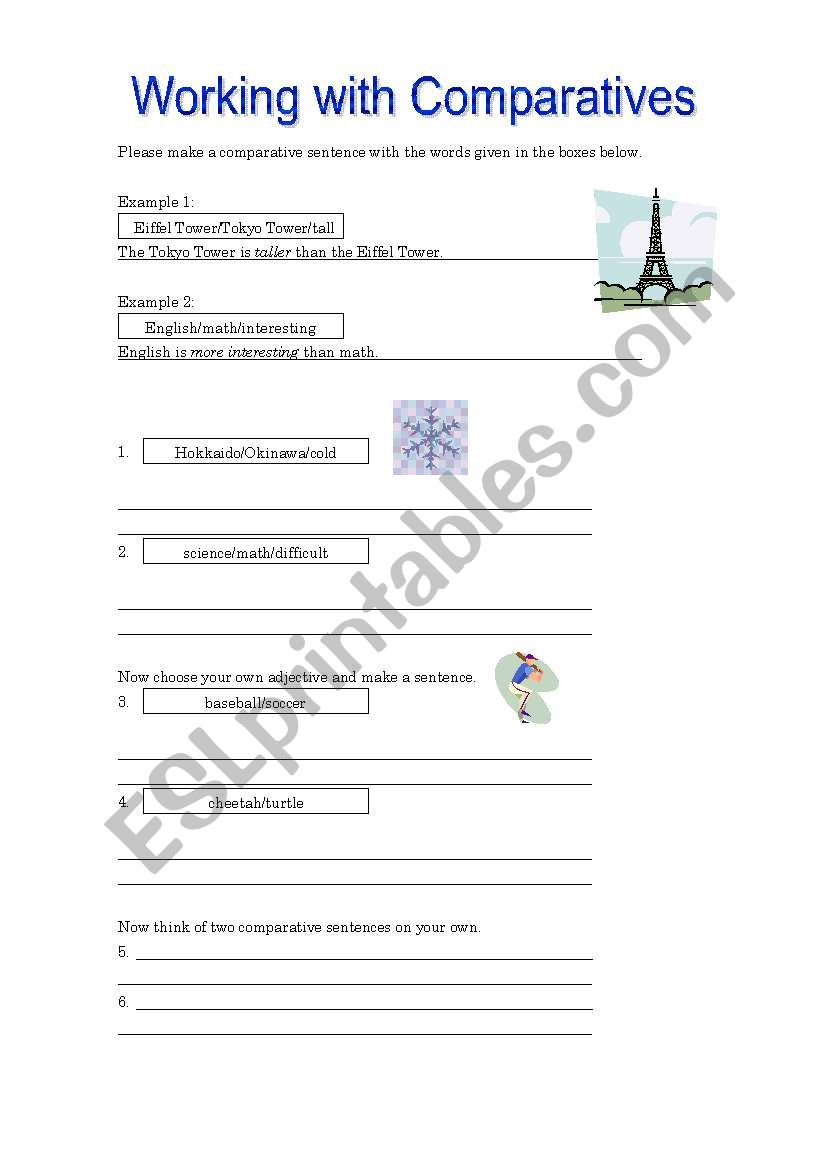 Working with Comparatives worksheet