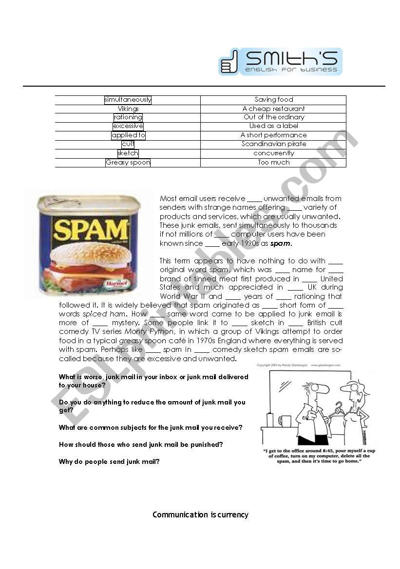 spam! worksheet
