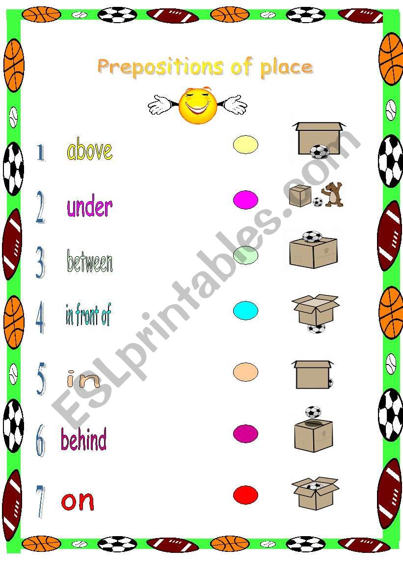 preposition of place worksheet