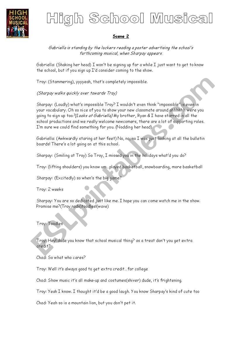 High School Musical Playscript Extract 