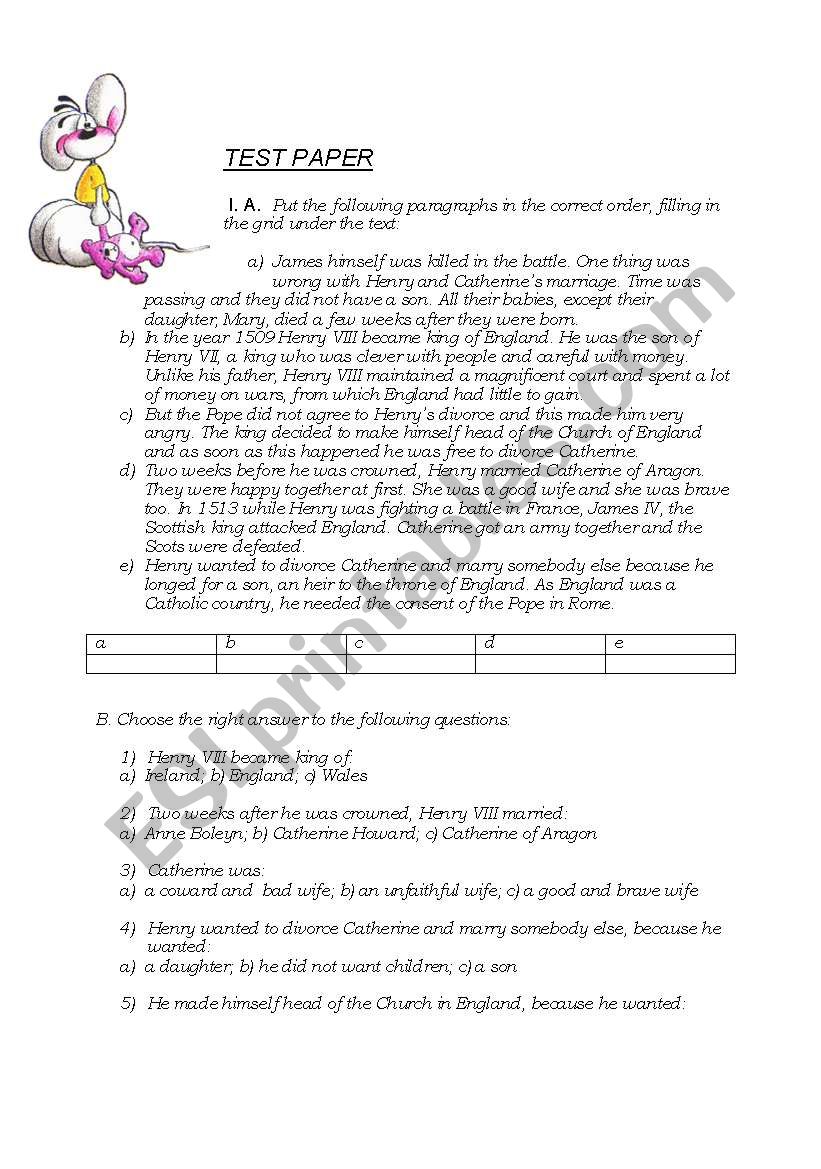 COMPLEX TEST PAPER worksheet