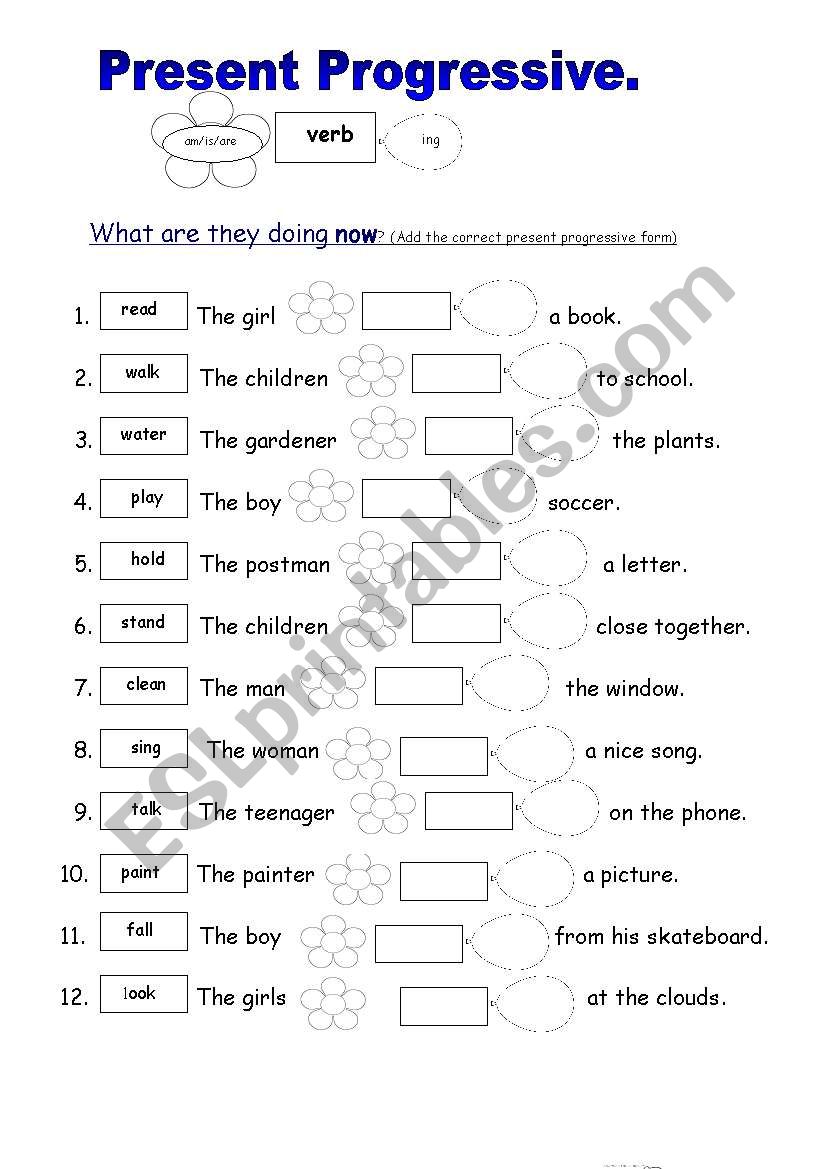 Present Progressive Tense Worksheet