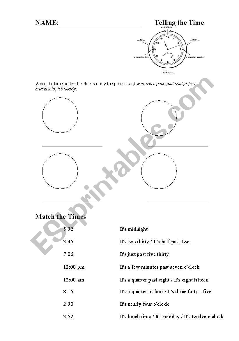 Telling the Time worksheet