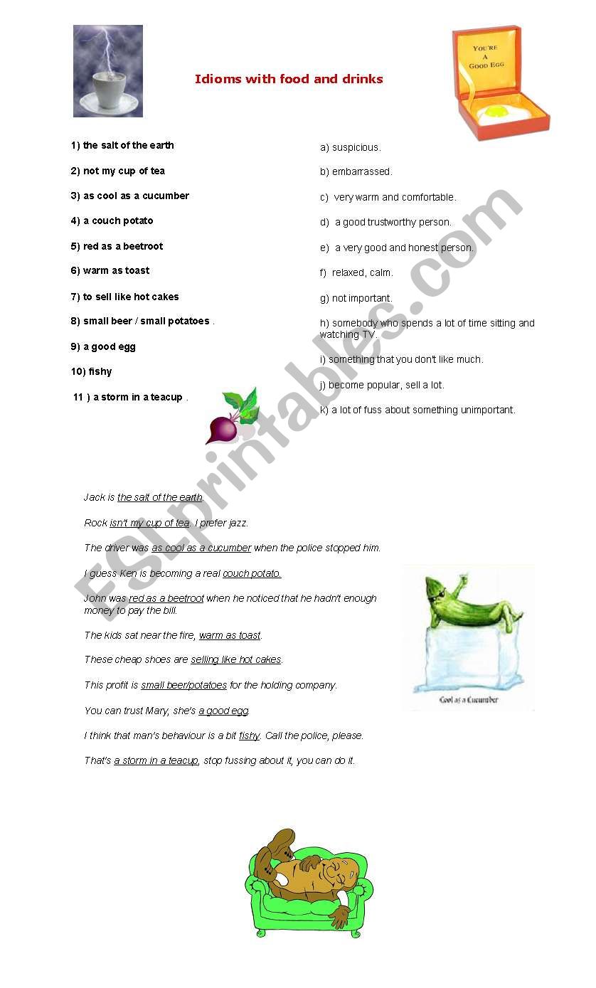 Idioms with Food and Drinks worksheet