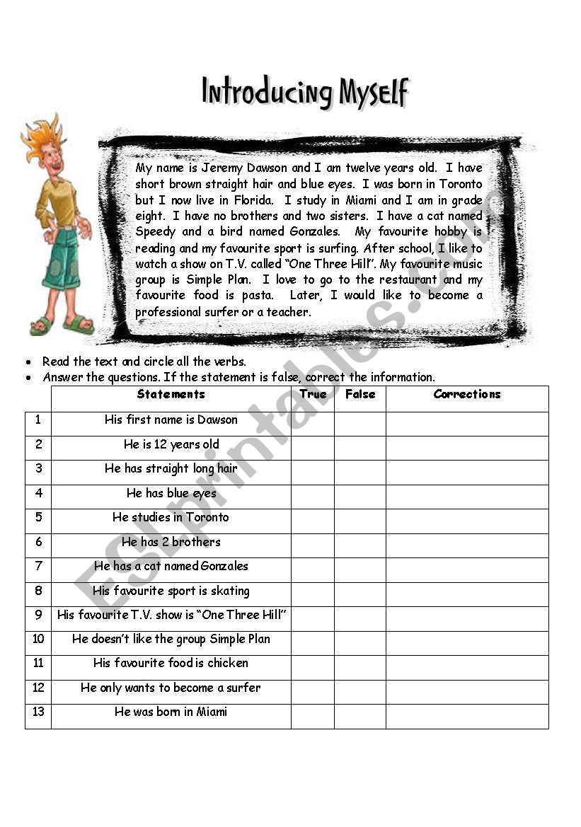 Introducing myself worksheet