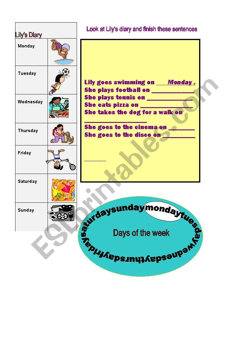 DAYS OF THE WEEK worksheet