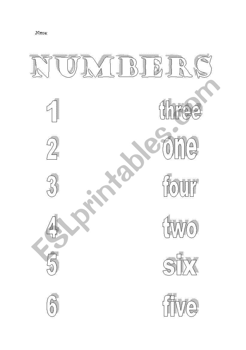 Numbers worksheet