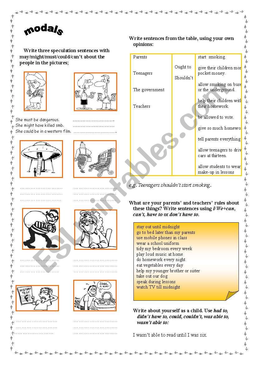 Modals worksheet