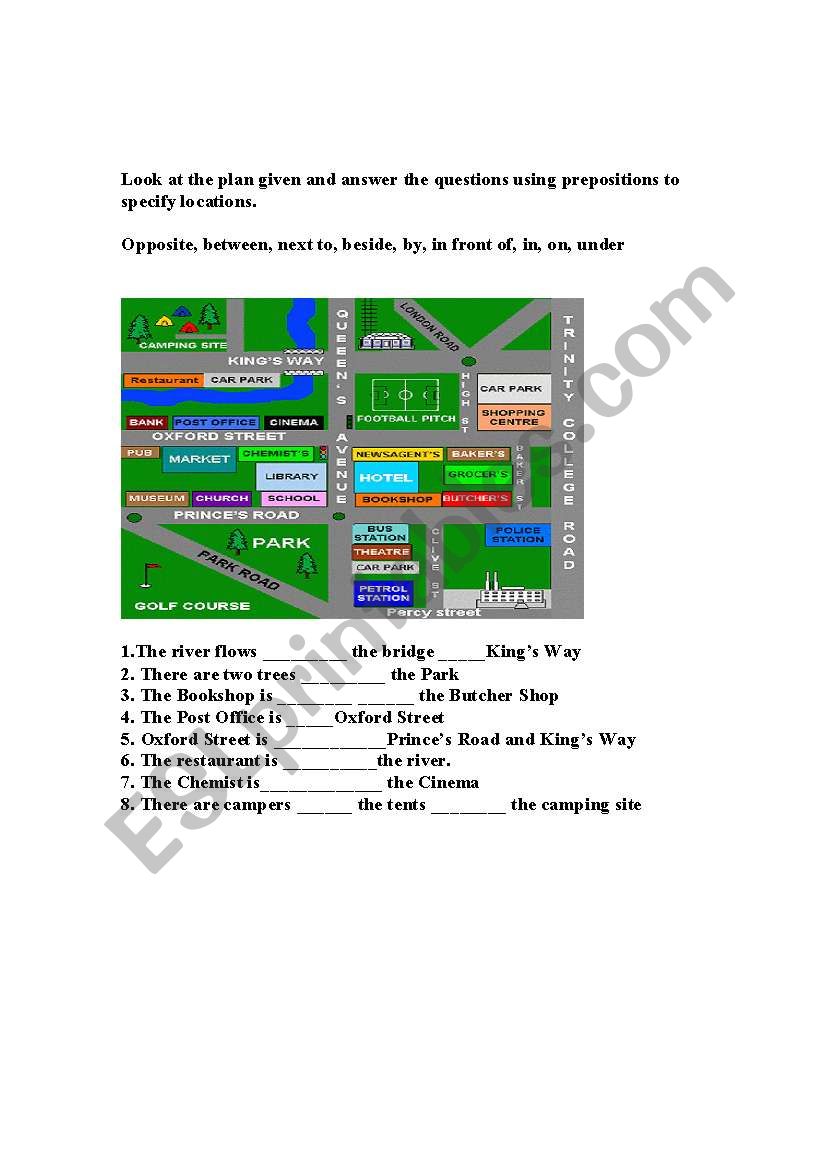 Prepositions worksheet