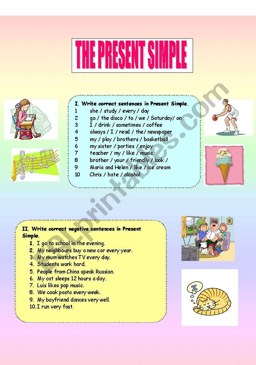 The Present Tense Simple worksheet
