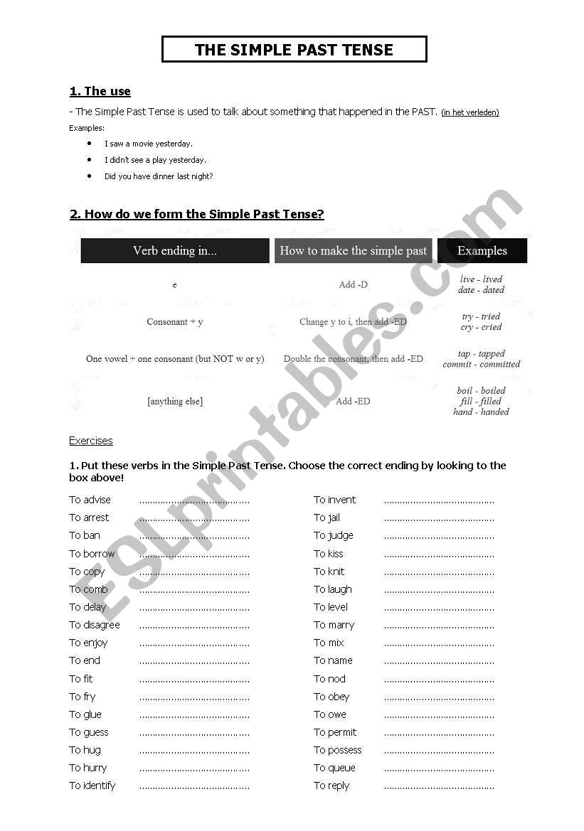 Simple Past Tense (theory & exercises)