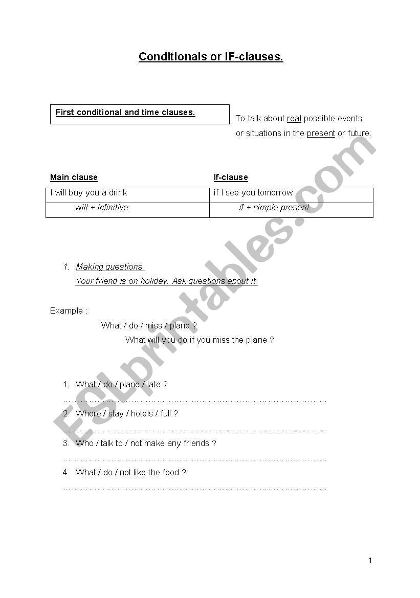 1st, 2nd & 3rd CONDITIONAL (theory & exercises)