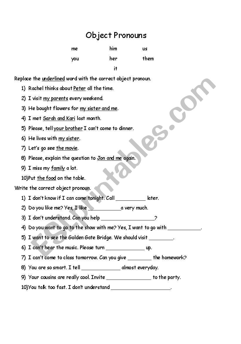 english-worksheets-object-pronouns