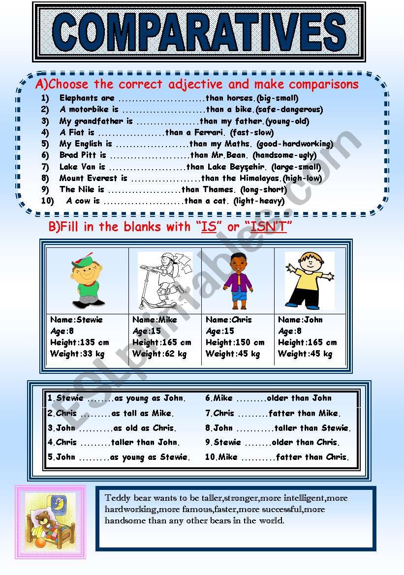 COMPARATIVES worksheet