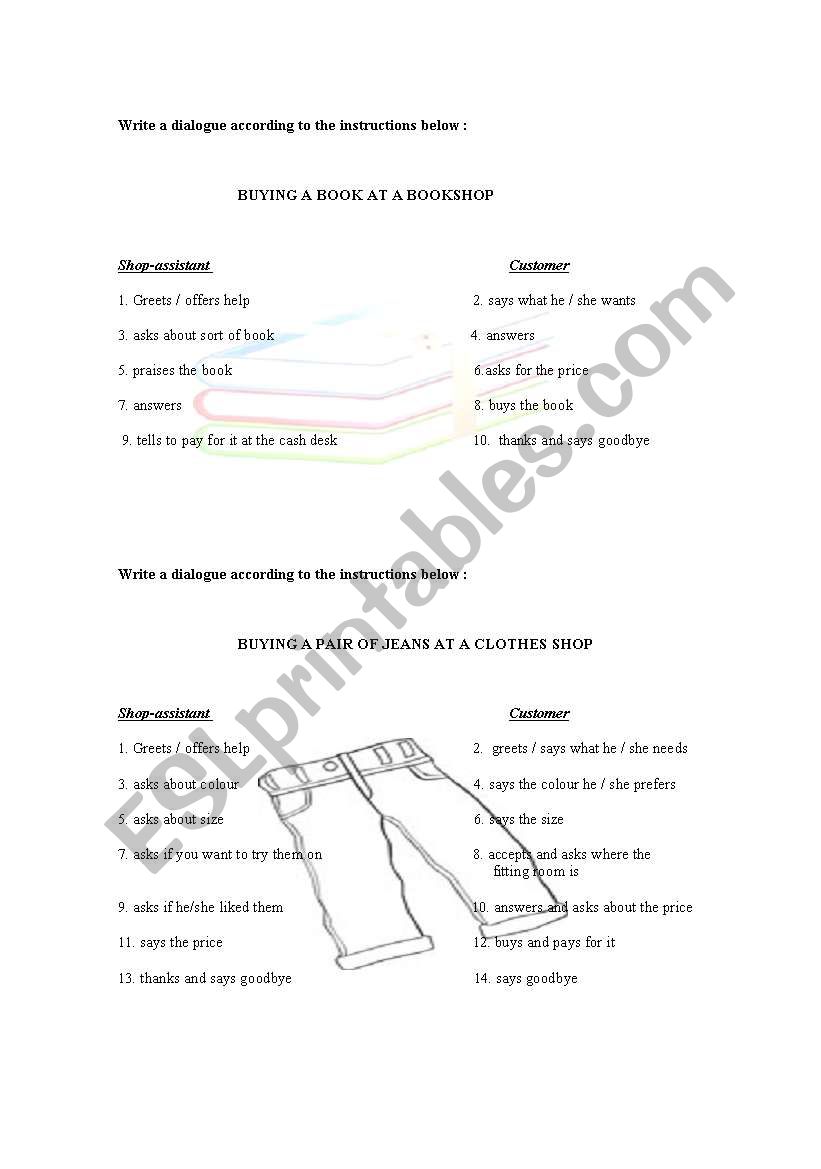Role-plays at different shops worksheet