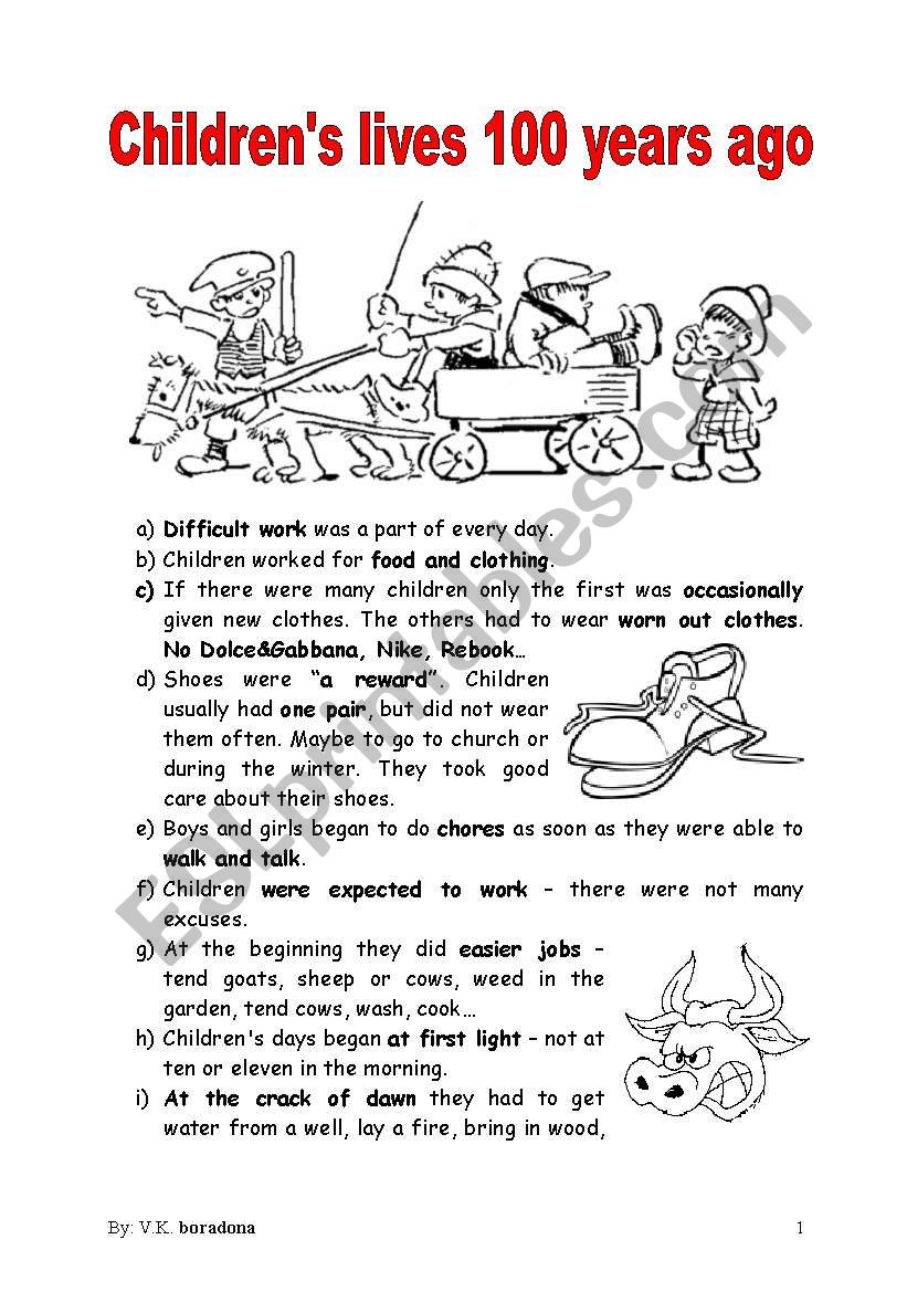 LIFE IN THE PAST - USED TO worksheet