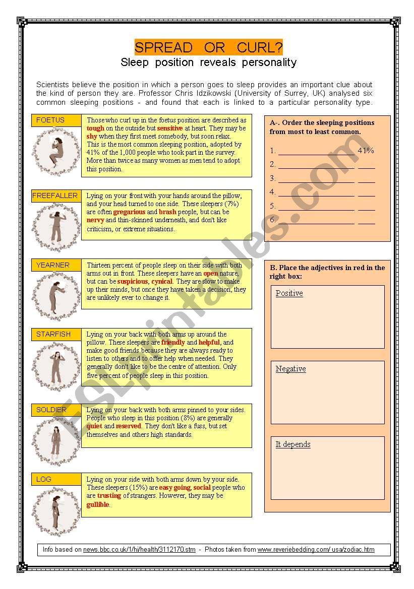 Spread or curl? worksheet