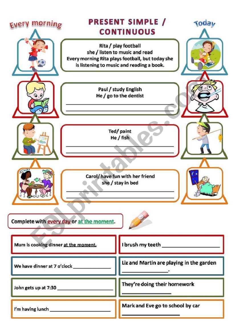 PRESENT SIMPLE OR CONTINUOUS? worksheet