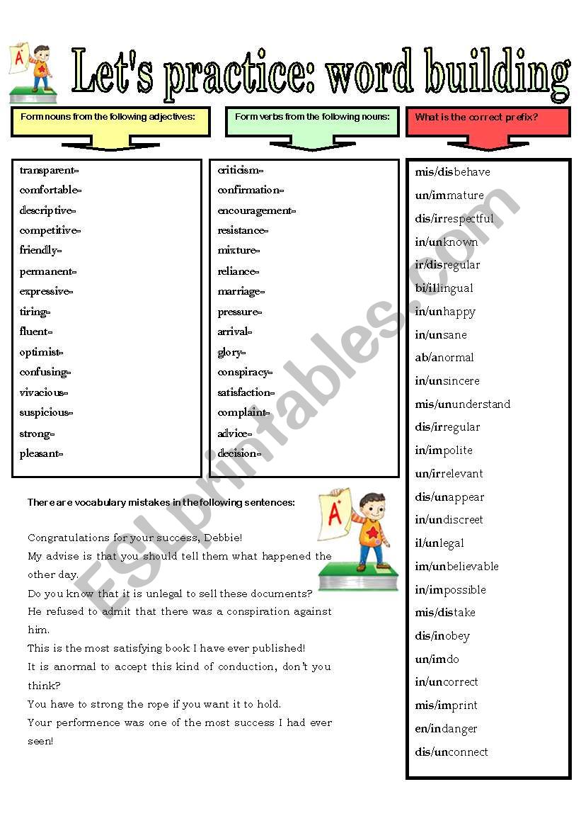 LETS PRACTICE: WORD BUILDING worksheet