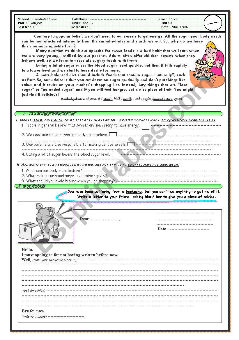 baccalaureat exam worksheet