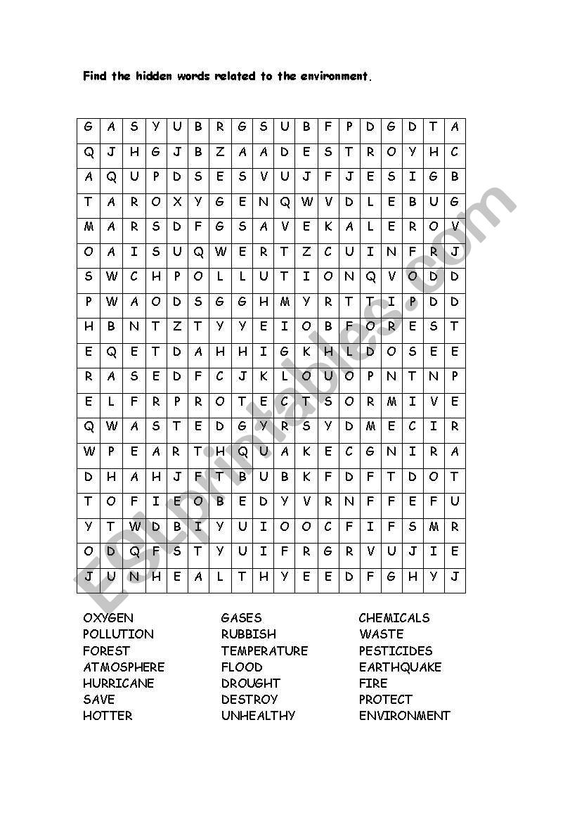 environment worksheet