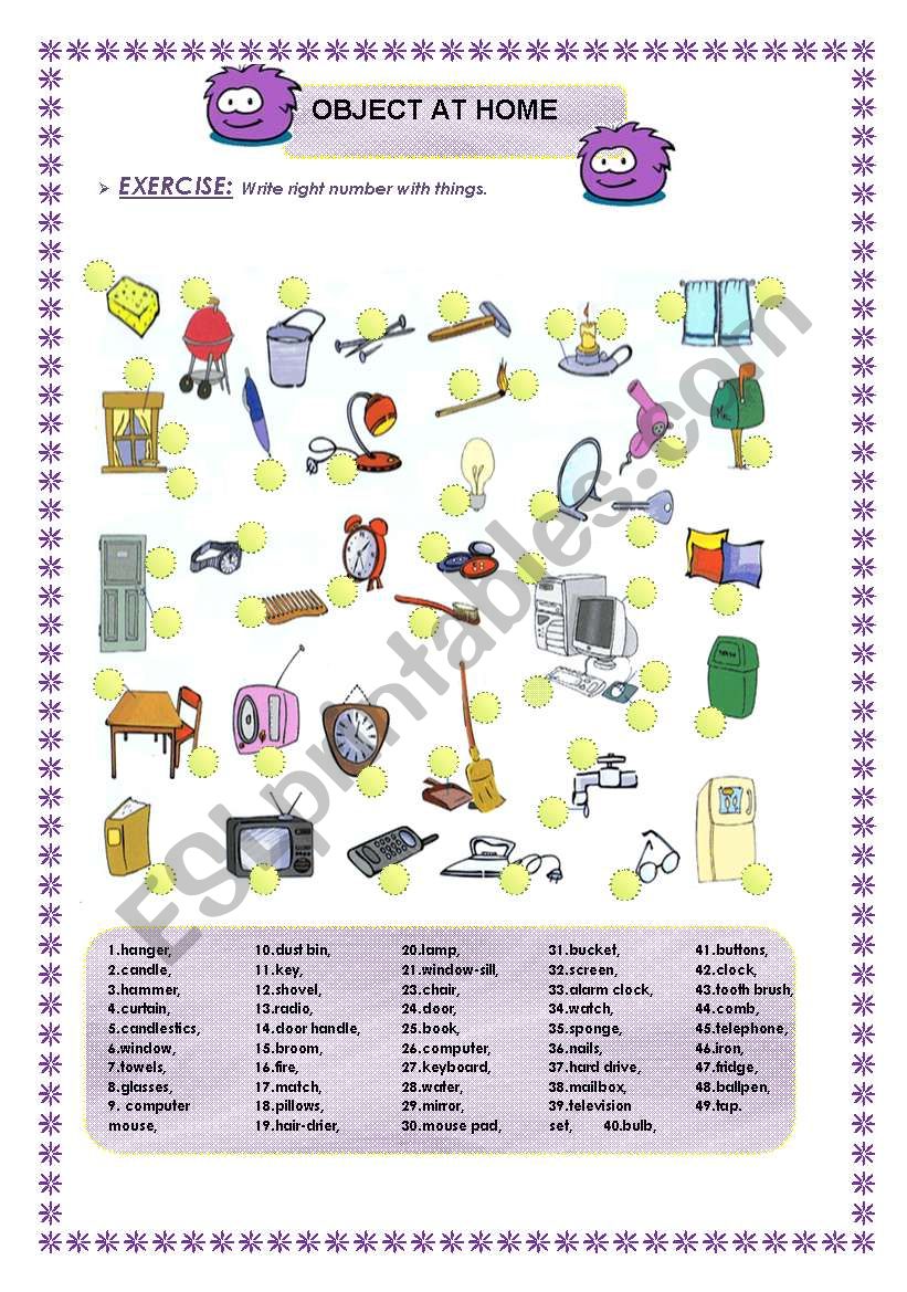 OBJECTS AT HOME worksheet